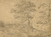 Alexander Monro, Wooded River with Angler after Gainsborough – 1832 drawing