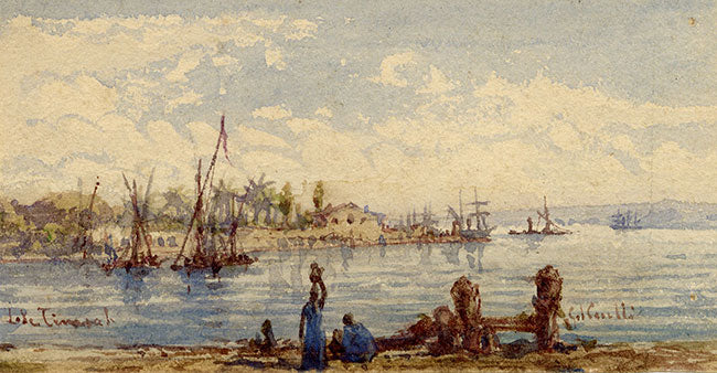 Gabriele Carelli, Lake Timsah, Egypt – late 19th-century watercolour painting