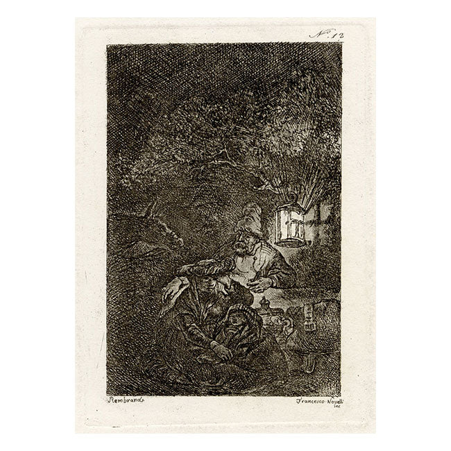 Francesco Novelli after Rembrandt, Rest on the Flight into Egypt – 1860 etching