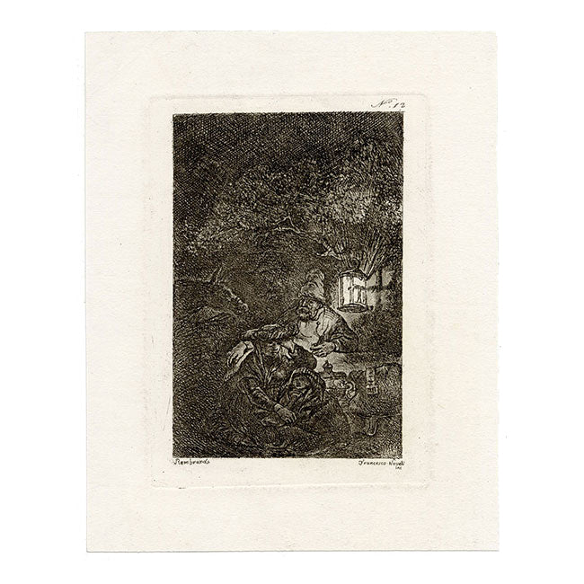 Francesco Novelli after Rembrandt, Rest on the Flight into Egypt – 1860 etching