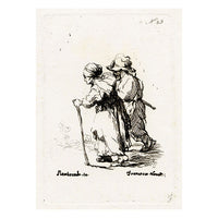 Francesco Novelli after Rembrandt, Wandering Beggars – 1860 etching print