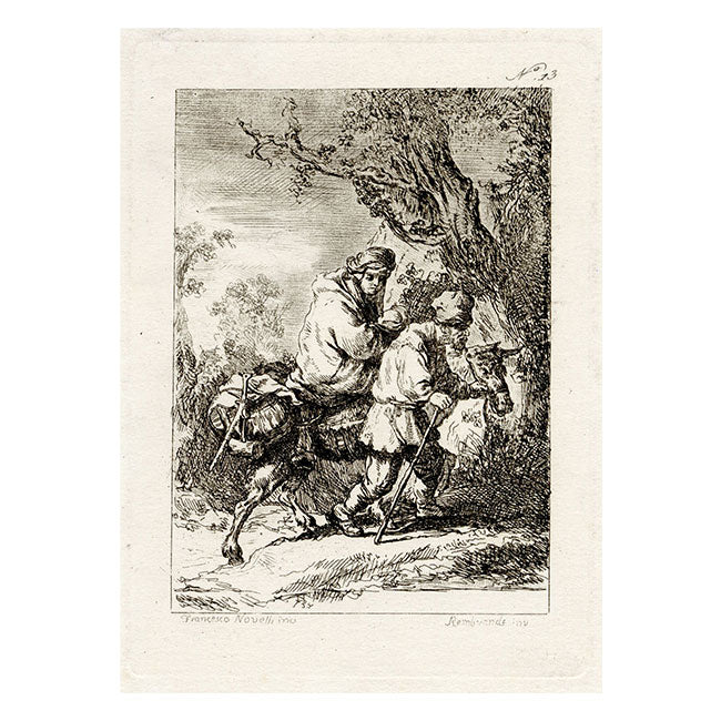 Francesco Novelli after Rembrandt, The Flight into Egypt – 1860 etching print