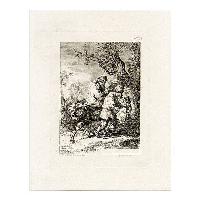 Francesco Novelli after Rembrandt, The Flight into Egypt – 1860 etching print