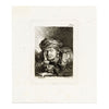 Francesco Novelli after Rembrandt, Old Woman Sleeping – 1860 etching print