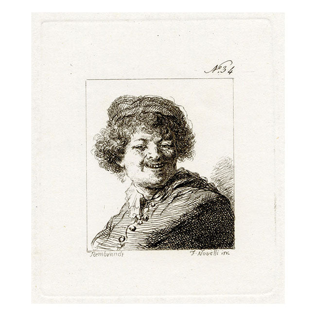 Francesco Novelli after Rembrandt, Self-Portrait in Cap: Laughing – 1860 etching
