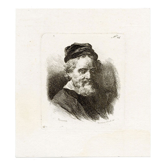 Francesco Novelli after Rembrandt, Portrait of Jan Lutma – 1860 etching print