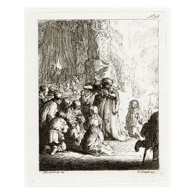Francesco Novelli after Rembrandt, Simeon's Hymn of Praise – 1860 etching print