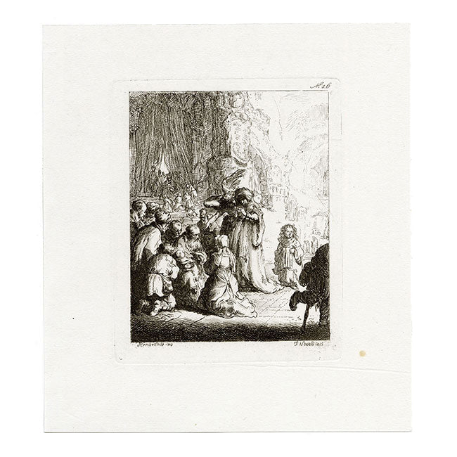 Francesco Novelli after Rembrandt, Simeon's Hymn of Praise – 1860 etching print