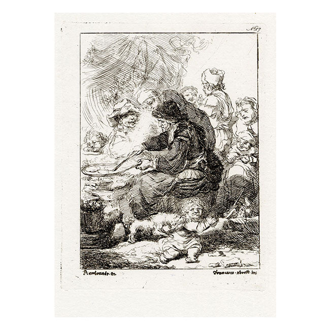 Francesco Novelli after Rembrandt, The Pancake Woman – 1860 etching print