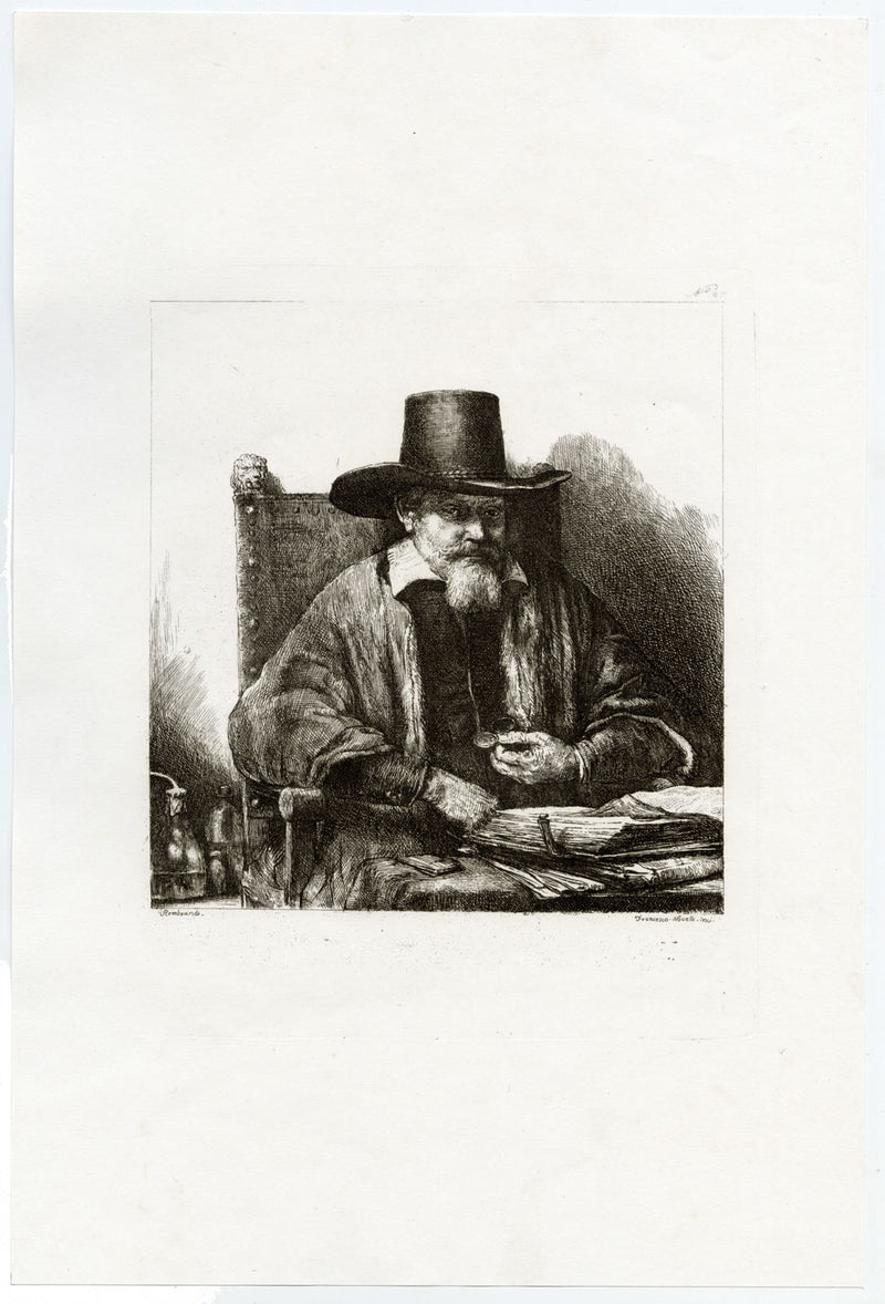 Francesco Novelli after Rembrandt, Portrait of Arnold Tholinx – 1860 etching