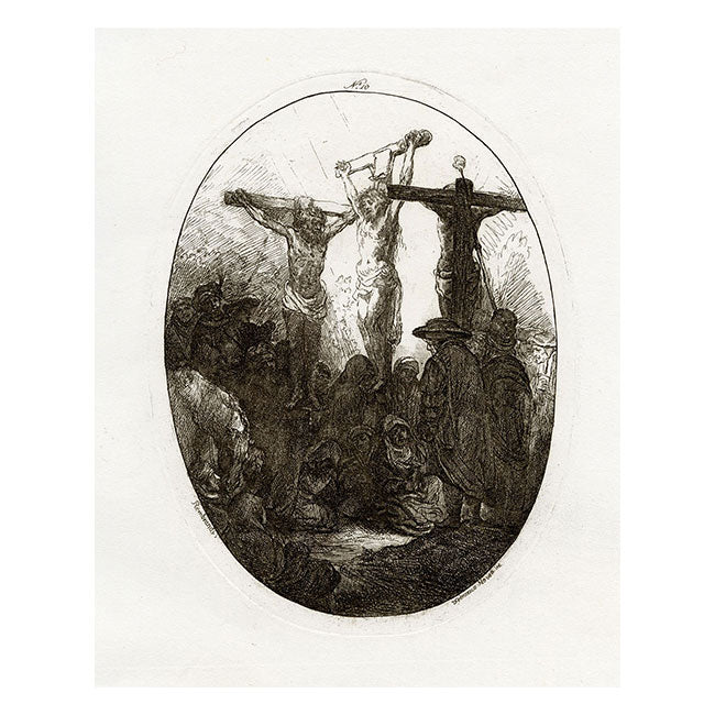 F. Novelli after Rembrandt, Christ Crucified between Two Thieves – 1860 etching