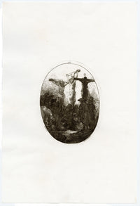 F. Novelli after Rembrandt, Christ Crucified between Two Thieves – 1860 etching