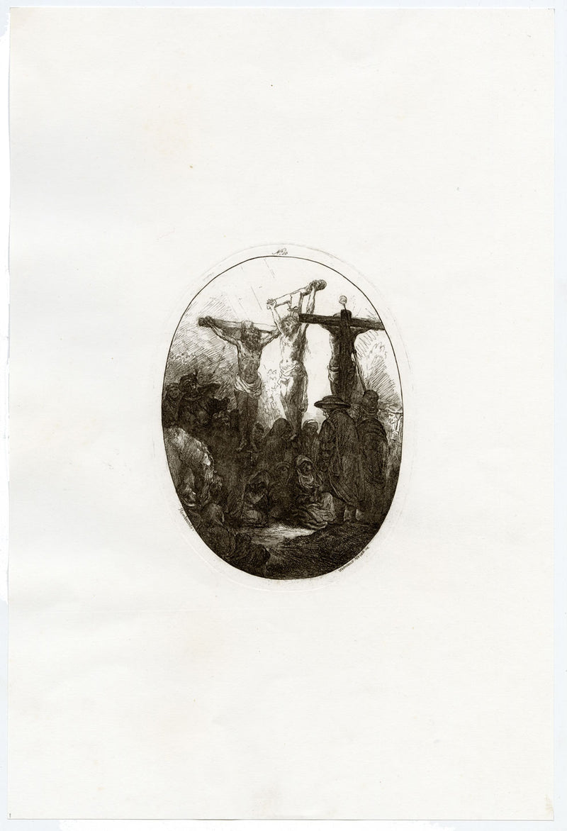 F. Novelli after Rembrandt, Christ Crucified between Two Thieves – 1860 etching