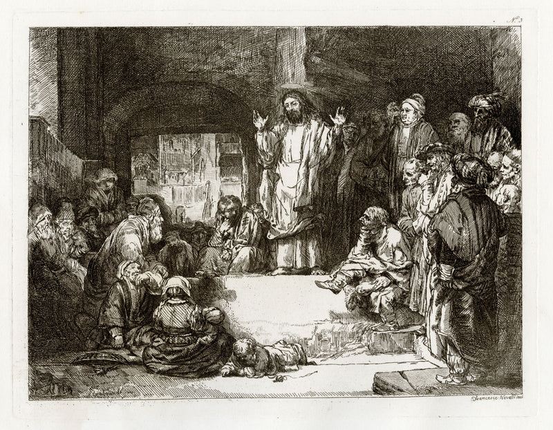 F. Novelli after Rembrandt, Christ Preaching (The Little Tomb) – 1860 etching