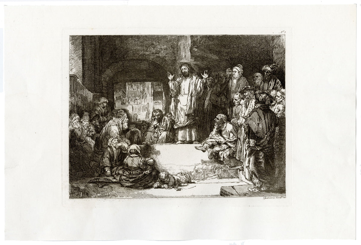 F. Novelli after Rembrandt, Christ Preaching (The Little Tomb) – 1860 etching