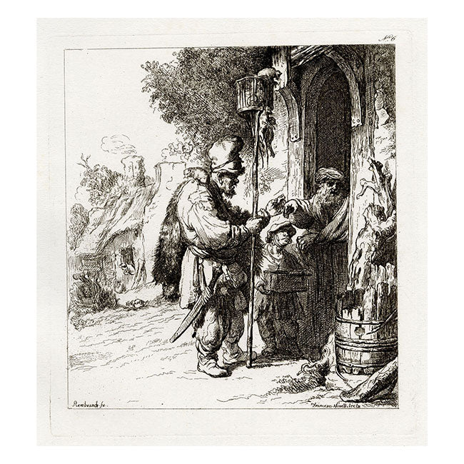 Francesco Novelli after Rembrandt, The Rat Catcher – 1860 etching print