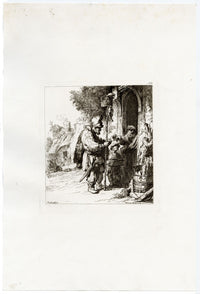 Francesco Novelli after Rembrandt, The Rat Catcher – 1860 etching print