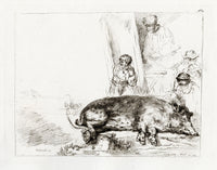 Francesco Novelli after Rembrandt, The Hog – 1860 etching print
