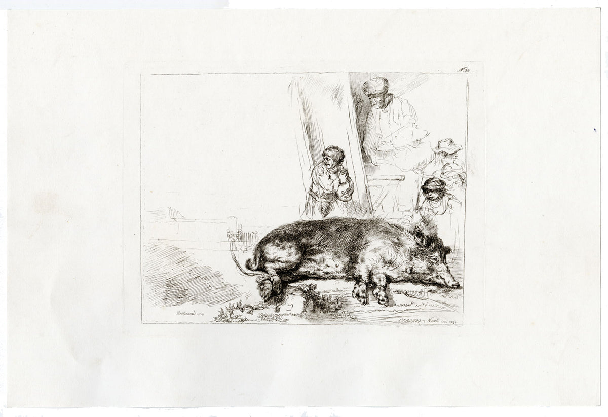 Francesco Novelli after Rembrandt, The Hog – 1860 etching print