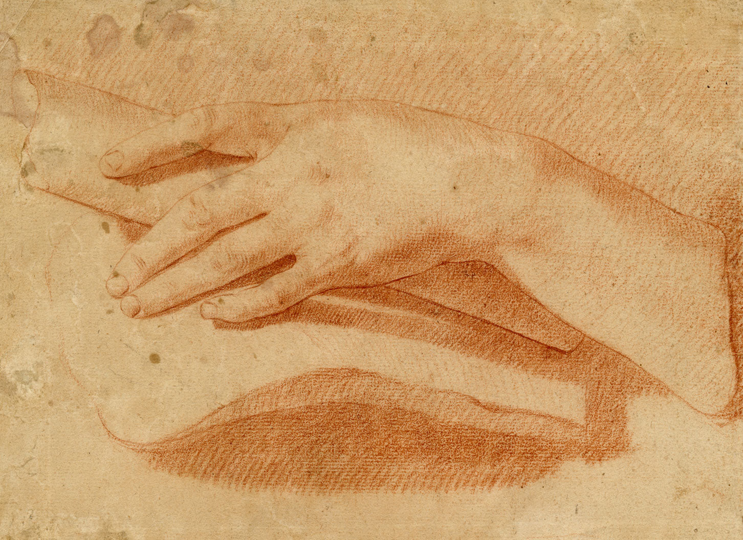 Manner of Pierre Thomas Le Clerc, Hand Study – 18th-century chalk drawing