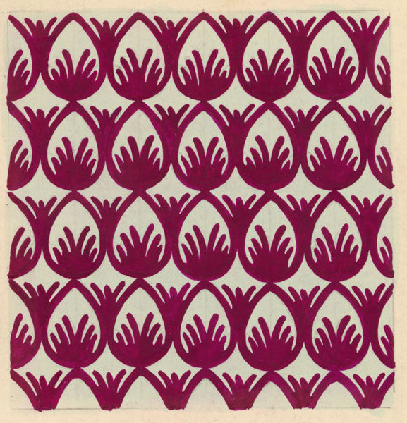Textile Design, Atelier Testemale Paris: Burgundy Deco Tulip – c.1960s painting