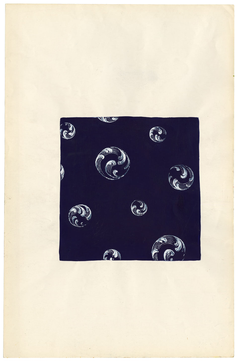 Textile Design, Atelier Testemale Paris: Navy Blue Ocean Swirl –c.1960s painting