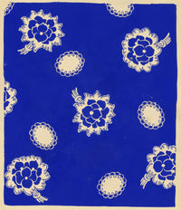 Textile Design, Atelier Testemale Paris: Royal Blue Flower Posy –c1960s painting
