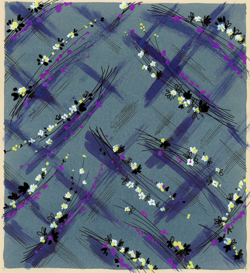 Textile Design, Atelier Testemale Paris: Ditsy Flower Check – c.1960s painting