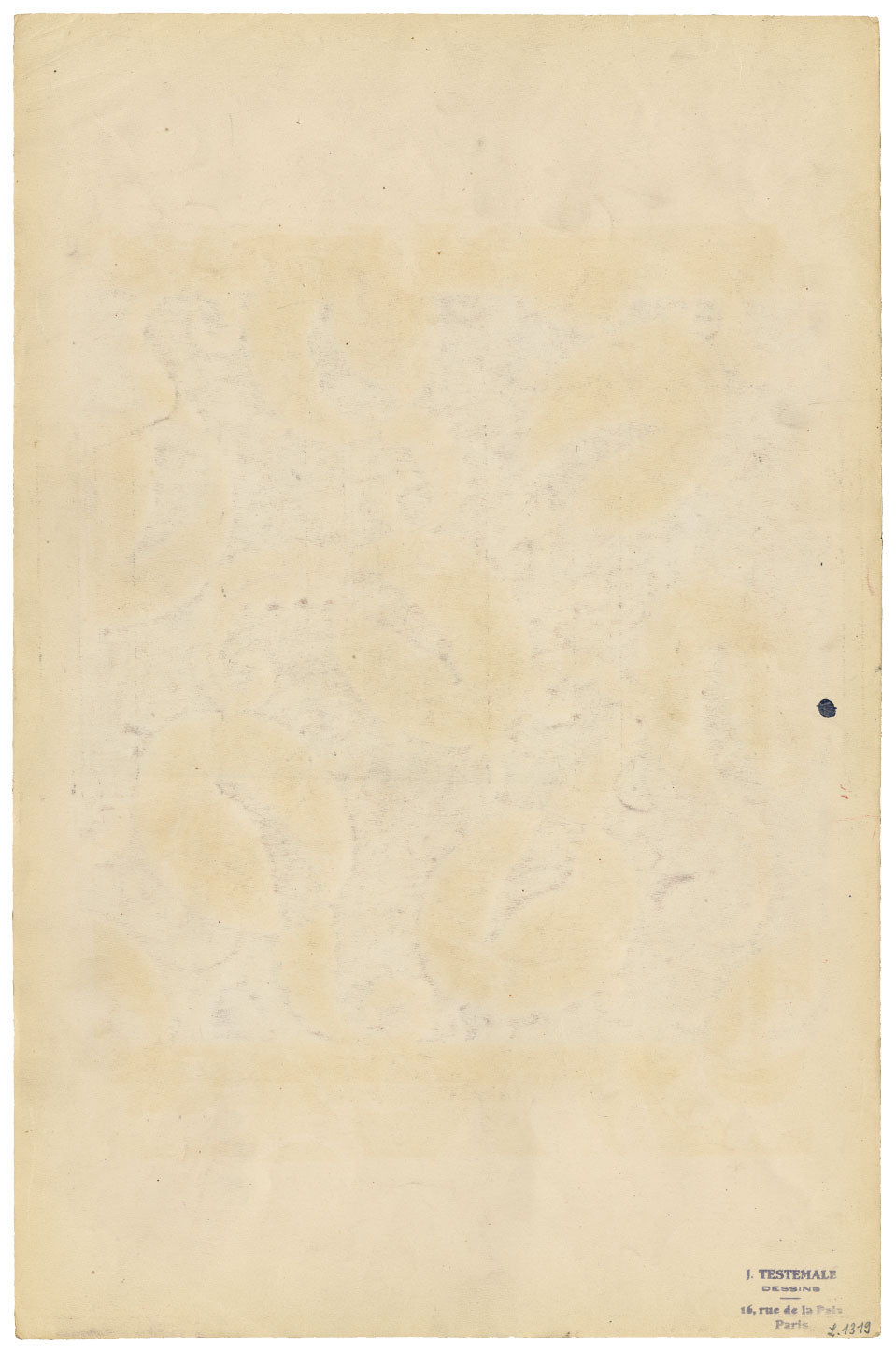 Textile Design, Atelier Testemale Paris: Blue Scrolling Acanthus–c1960s painting