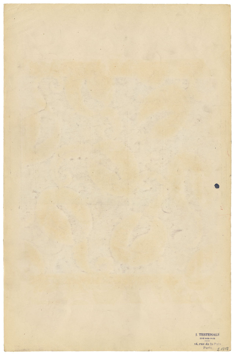 Textile Design, Atelier Testemale Paris: Blue Scrolling Acanthus–c1960s painting