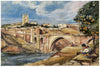 Muriel Inwood, Toledo al otro lado del Puente de San Martín, España – acuarela de mediados del siglo XX