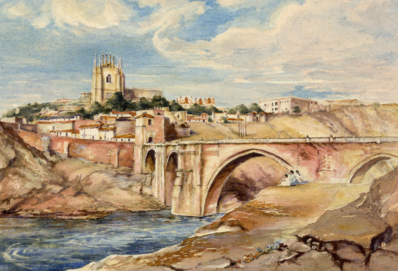 Muriel Inwood, San Martín Bridge, Toledo, Spain – mid-C20th watercolour painting