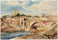 Muriel Inwood, Puente de San Martín, Toledo, España – acuarela de mediados del siglo XX