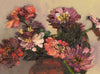Mary E. Oddie, Natura morta con fiori di dalia – Dipinto a olio originale del 1930