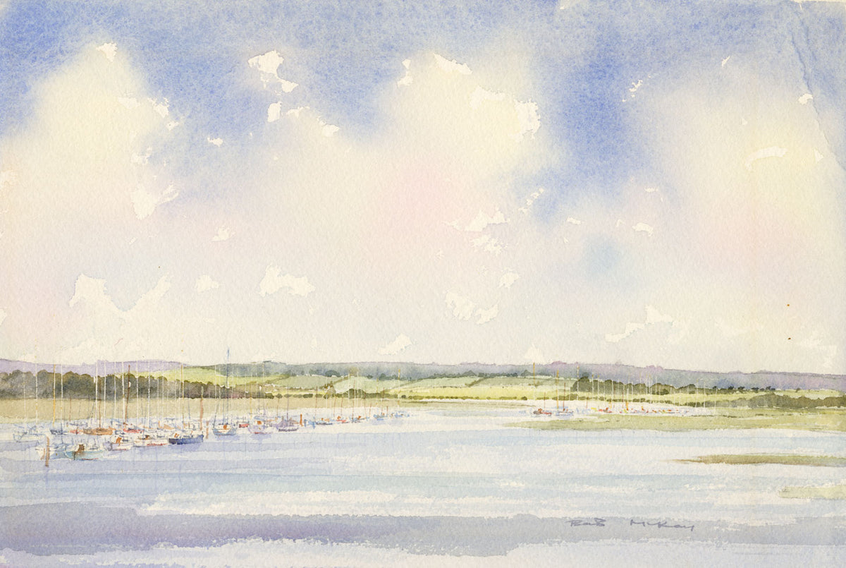 Bob McKay, River Yar, Yarmouth, Isle of Wight – 1988 watercolour painting