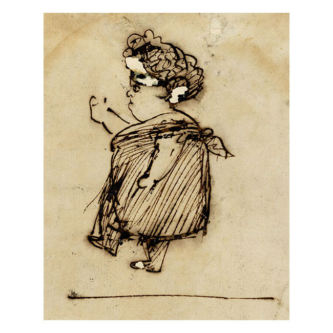 Alfred Edward Chalon RA, Miss Eagles Caricature – early 19th-century ink drawing