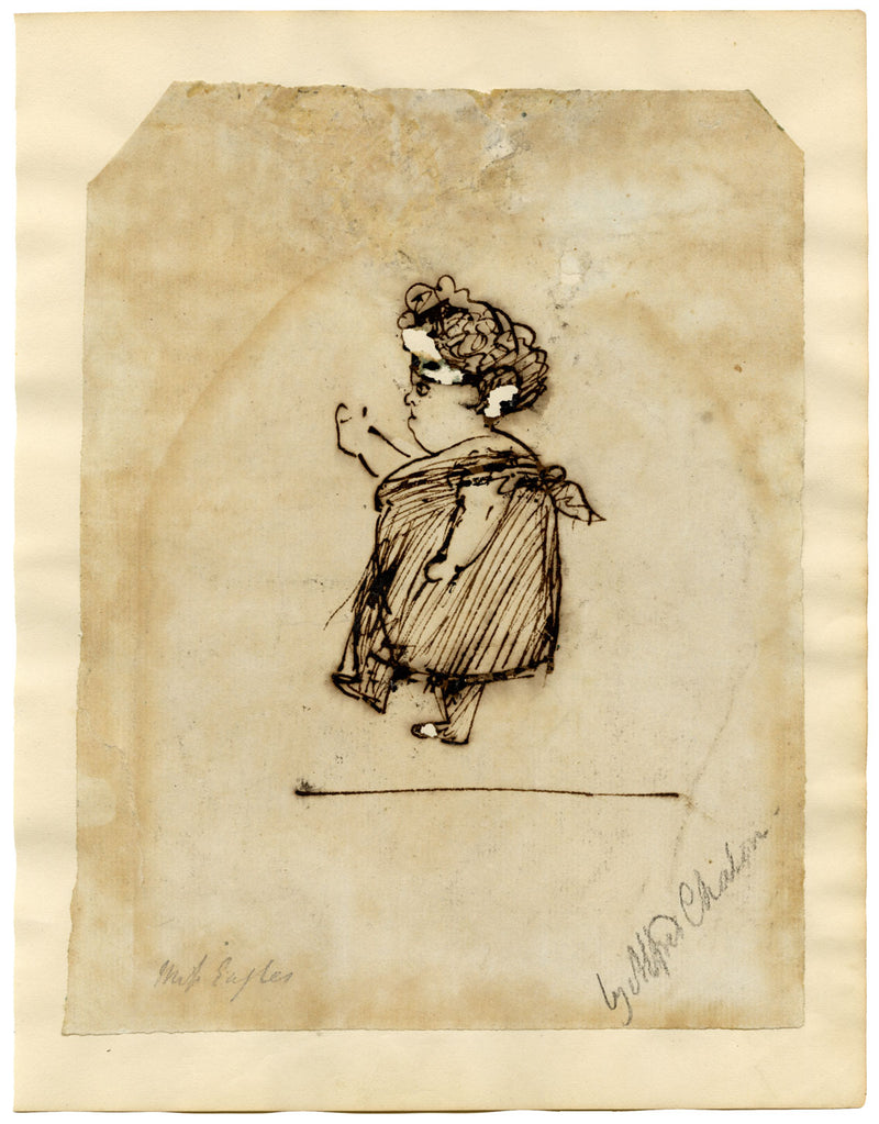 Alfred Edward Chalon RA, Miss Eagles Caricature – early 19th-century ink drawing