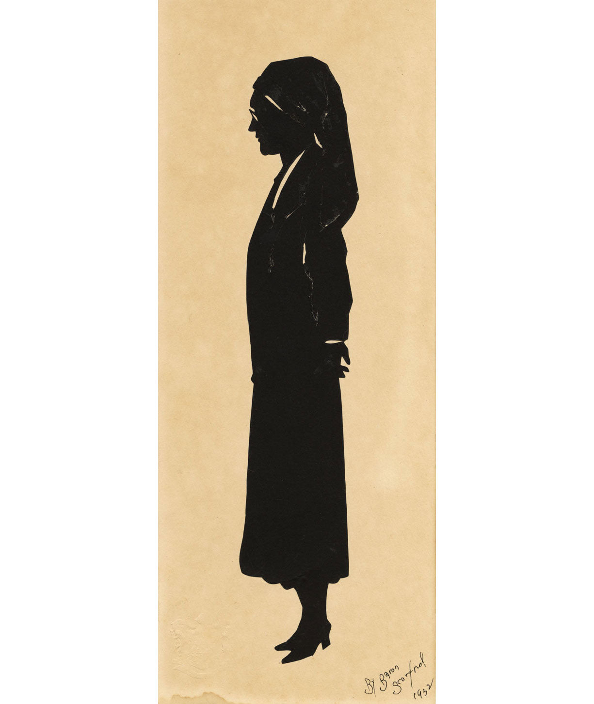 Baron Scotford, Silhouette Paper Cut of a Nun – 1932 cut black paper