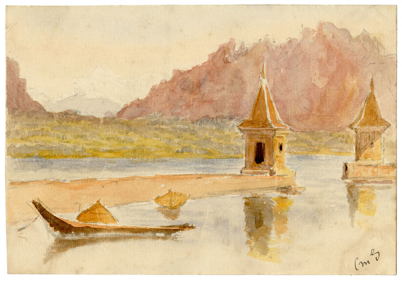 CM Stopford, Porto di Morges, Lago di Ginevra, Svizzera – acquerello del 1880