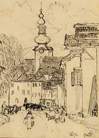 C.M. Stopford, Telfs, Innsbruck, Austria – Original 1880 pen & ink drawing