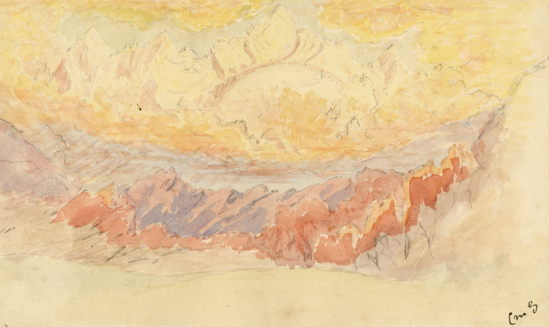 C.M. Stopford, Mont Blanc from Château de Voltaire, France – c.1880s watercolour