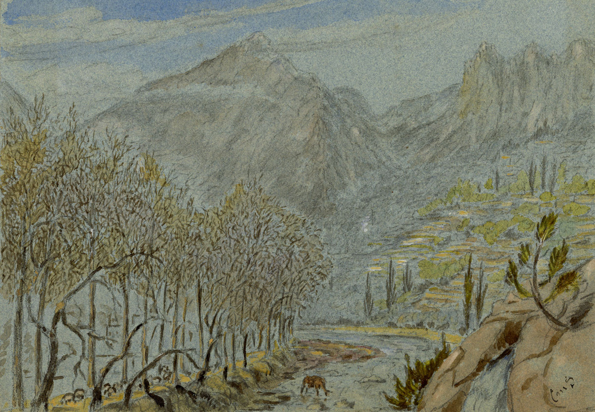 C.M. Stopford, Bercluse Valley near Menton, French Riviera – c.1880s watercolour