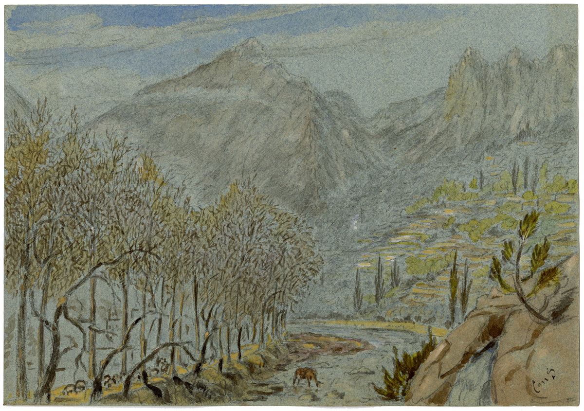 C.M. Stopford, Bercluse Valley near Menton, French Riviera – c.1880s watercolour