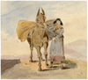 CM Stopford, Donna con cavallo da soma – Dipinto ad acquerello originale del 1880 circa