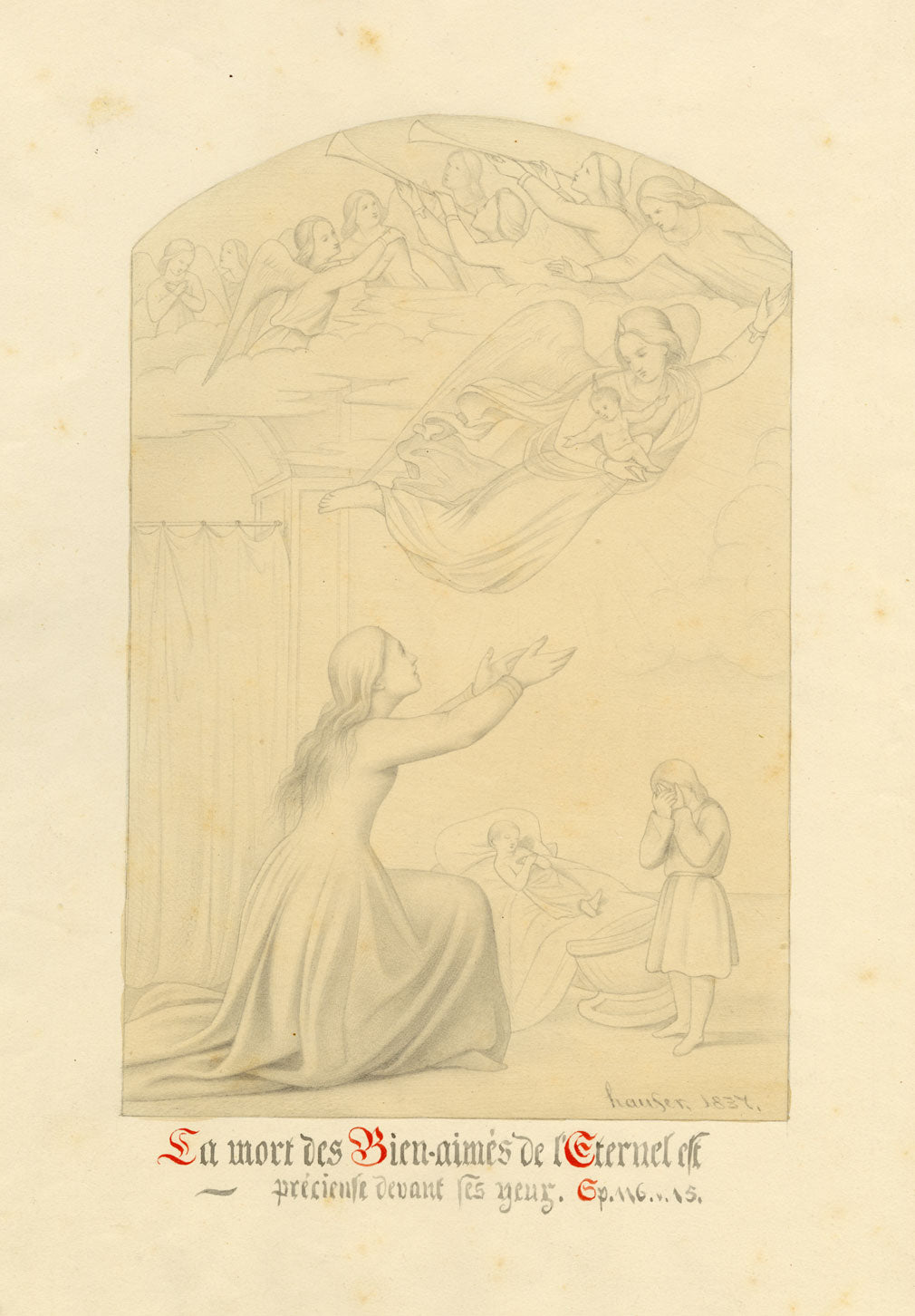 Hauser, Illustration Psalm 116:15 Death of the Saints –1837 watercolour painting