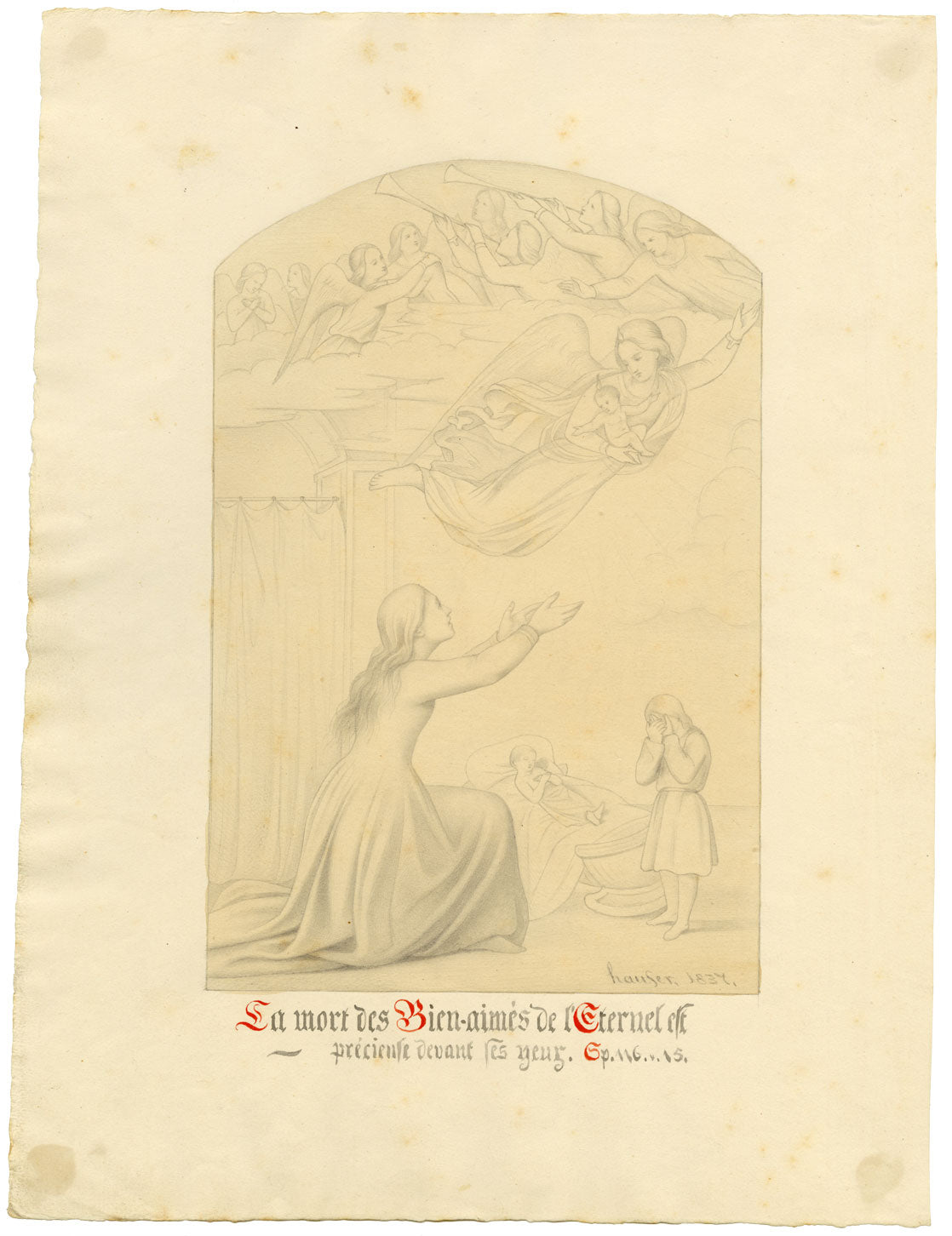 Hauser, Ilustración Salmo 116:15 Muerte de los Santos – Pintura de acuarela de 1837