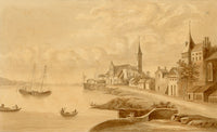 The Rhine at Emmerich with St Martin's Church – mid-C19th watercolour painting
