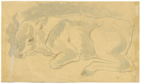 Resting Cow – Original early 20th-century watercolour painting