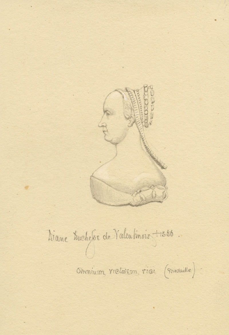 William J. Tipping, Portrait of Diane de Poitiers – 1856 graphite drawing