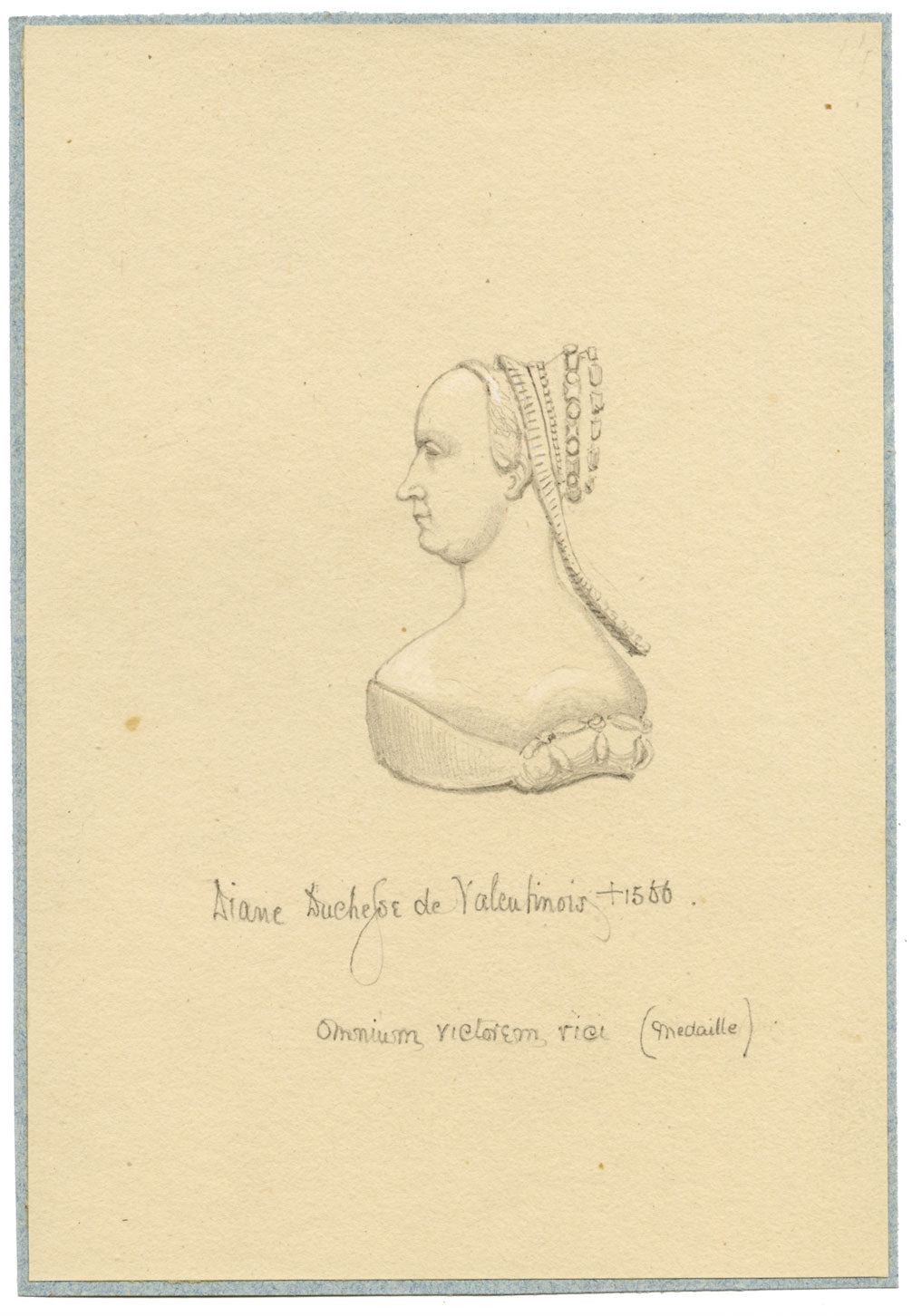 William J. Tipping, Portrait of Diane de Poitiers – 1856 graphite drawing